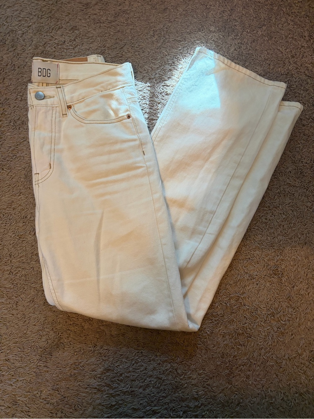 BDG Urban Outfitters White Cowboy Jean High Rise Straight Leg Denim Size 26